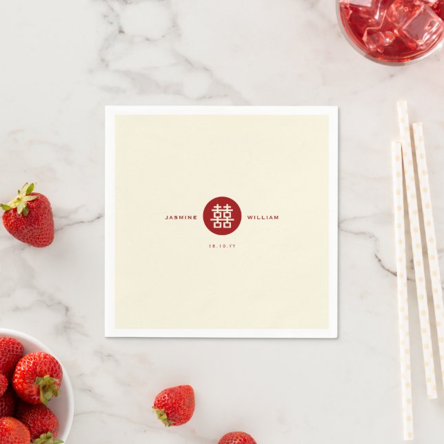 Einfache Circle Red Double Happiness Chinesische H Serviette (Beispiel)