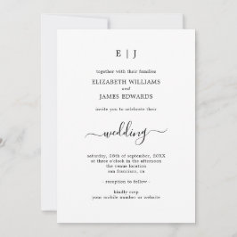 Einfache Classic Couple Monogramm in einer Hochzei Einladung