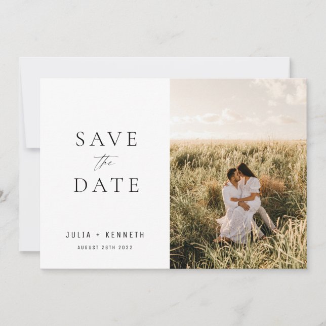 Einfache Classic Minimalistisch Foto Save the Date (Vorderseite)