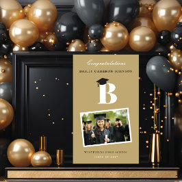 Einfache Classic Monogram Foto Graduation Party Banner