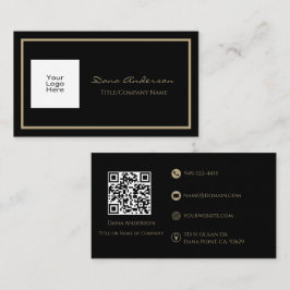 Einfache Classic QR Code Black and Tan Business Ca Visitenkarte