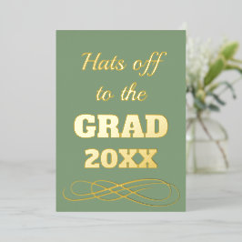 Einfache Classy Sage Green hasst zum Grad Folieneinladung