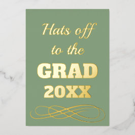 Einfache Classy Sage Green hasst zum Grad Folieneinladung