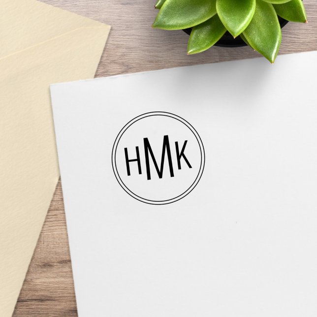 Einfache Clean Clean Monogram 3 Initialen 1x1 Gummistempel (Von Creator hochgeladen)