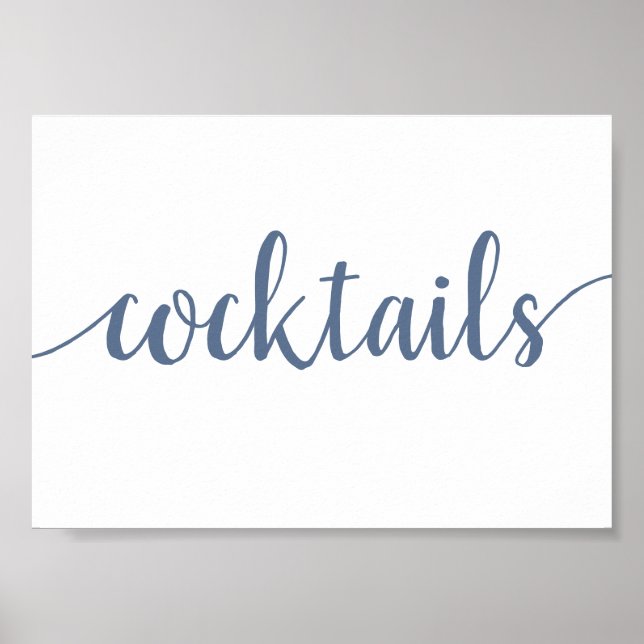 Einfache Cocktails | Dusty Blue Any Event Bar Sign Poster (Vorne)