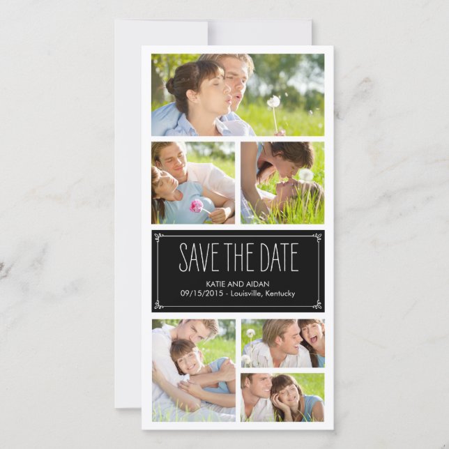 Einfache Collage Save the Date Foto Cards (Vorderseite)