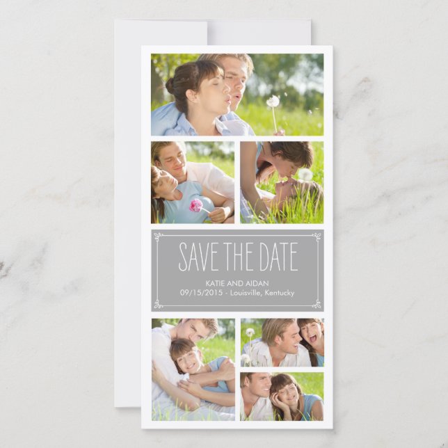 Einfache Collage Save the Date Foto Cards (Vorderseite)