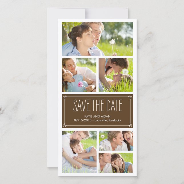Einfache Collage Save The Date Fotokarten (Vorderseite)