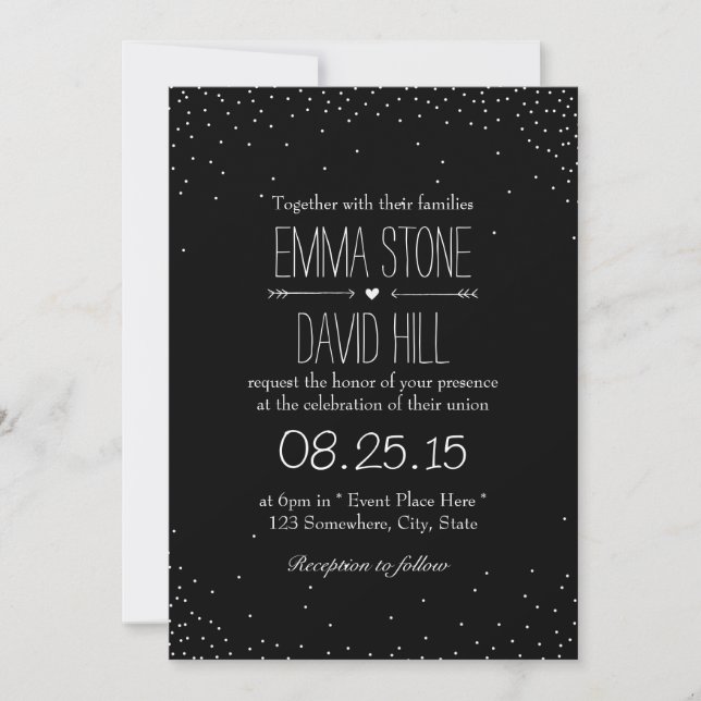 Einfache Confetti Dots Hochzeitseinladungen Einladung (Vorderseite)