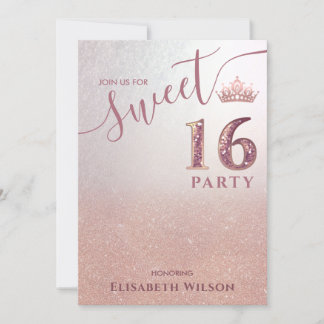 Einfache Coole Rose Goldtiara, süß 16 Einladung