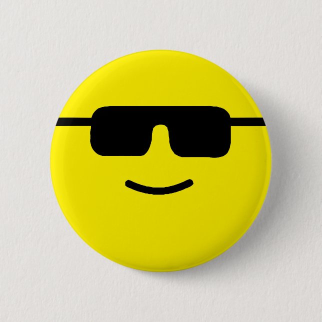 Einfache coole Schatten-gelbes Gesicht Button (Vorderseite)