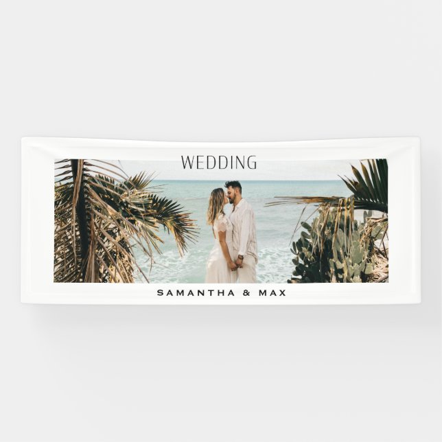 Einfache Couple Foto Couple Names Weddning Banner (Horizontal)