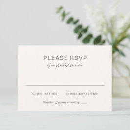 Einfache Cream Elegante Hochzeit RSVP Karte