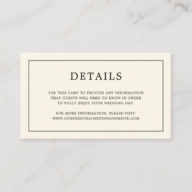 Einfache Cream Monogram Elegante Hochzeit Begleitkarte (Vorderseite)