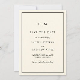 Einfache Cream Monogram Elegante Hochzeit Save The Date