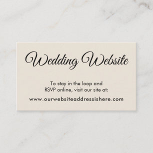 Einfache Cream Wedding Website Umschließungskarten Begleitkarte