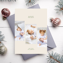 Einfache Creme Minimaler Weihnachts Grün 3 Foto Ra Feiertagskarte