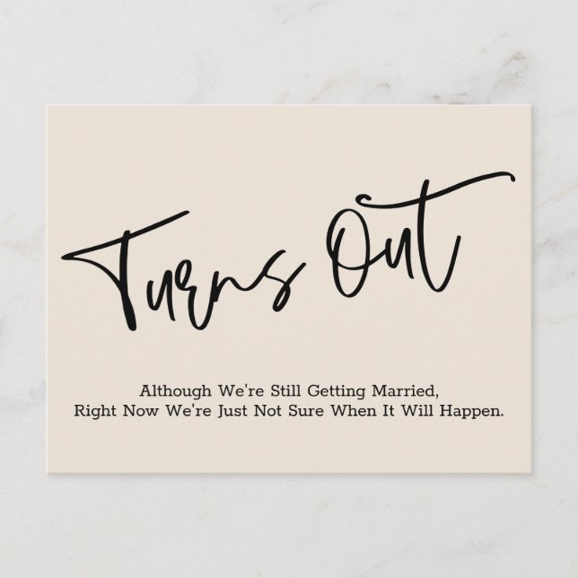 Einfache Creme vertagt Hochzeitsankündigung Postkarte (Vorderseite)