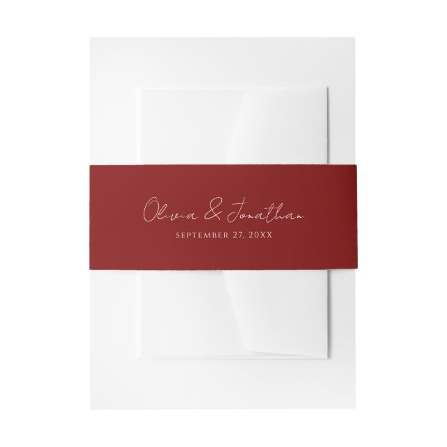 Einfache Crimson Red Handwriting SkriptWedding Einladungsbanderole (Vorderseite Beispiel)