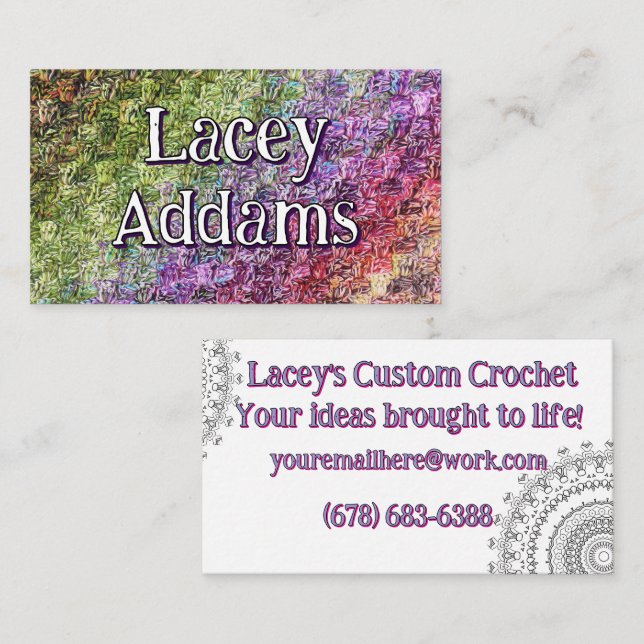 Einfache Crochet Art Business Card Visitenkarte (Vorne/Hinten)