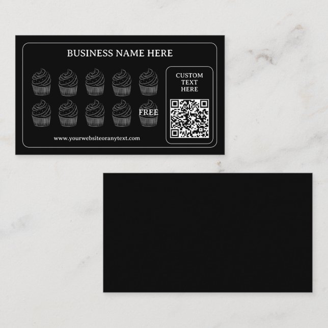 Einfache Cupcake QR Code Bäckerei Geschenk Kaffee  Treuekarte (Vorne/Hinten)