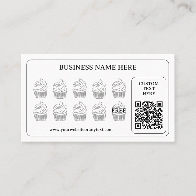 Einfache Cupcake QR Code Bäckerei Geschenk Kaffee  Treuekarte (Vorderseite)
