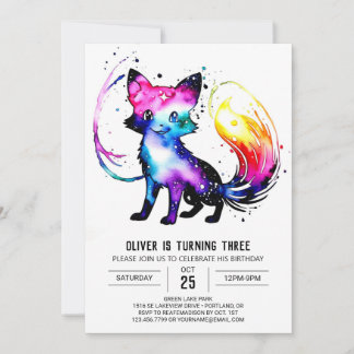Einfache Custom Fox Digital Boy Geburtstag Einladung