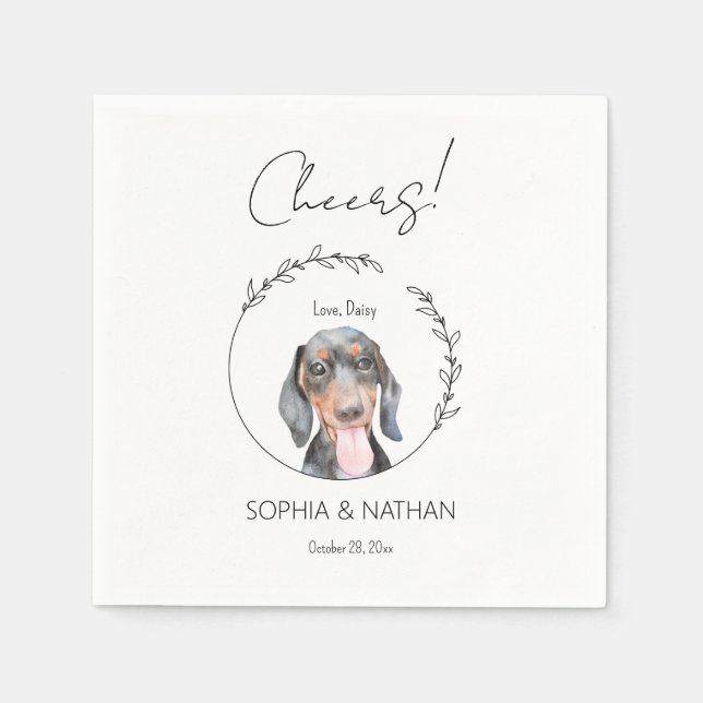 Einfache Dackel Dog Wedding Cocktail Napkins Serviette (Vorderseite)