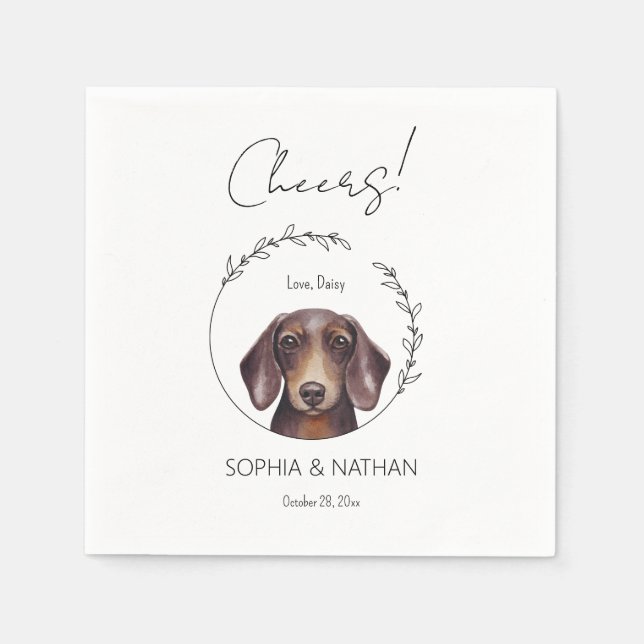 Einfache Dackel Dog Wedding Cocktail Napkins Serviette (Vorderseite)
