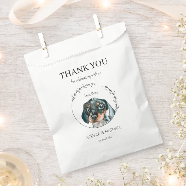 Einfache Dackel Hund Hochzeit Vielen Dank für Ihr  Geschenktütchen (Ausgeschnitten)