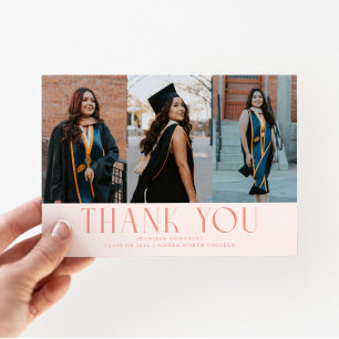 Einfache Danke Pfirsich-Abschluss-Mehrfachfoto Ankündigung