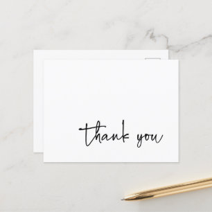 Einfache Dankeskarten-Typografie in Schwarzweiß Th Postkarte