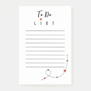 Einfache Darstellung mit Herzen in minimalistische Post-it Klebezettel