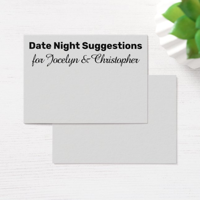 Einfache Date Night Vorschläge Light Gray Card (Schreibtisch)