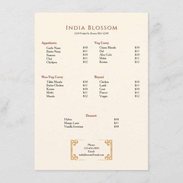 Einfache Dekorative Grenz Restaurant Menükarte (Vorderseite)
