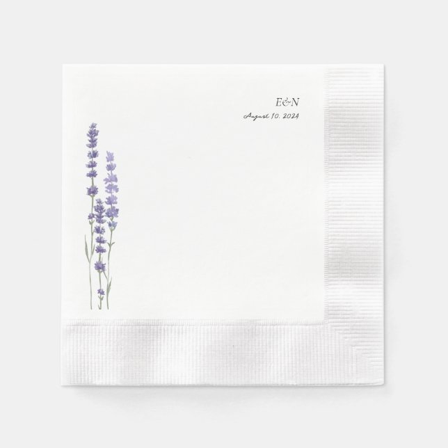 Einfache, delikate französische Lavendelhochzeit Serviette (Vorderseite)