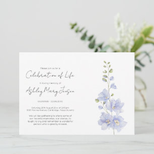 Einfache Delphinium-Feier des Lebens Einladung