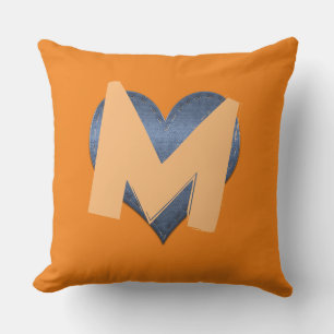Einfache Denim Heart Funny Custom Monogram Kissen