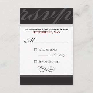 Einfache Designer-RSVP-Karte (ebony) RSVP Karte