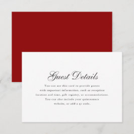 Einfache Details zum Roten Weißen Kalligraphie RSVP Karte