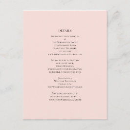 Einfache Details zur Hochzeit in Rosa Begleitkarte