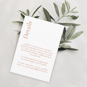 Einfache Details zur Hochzeit von Zitrusfrüchten Begleitkarte