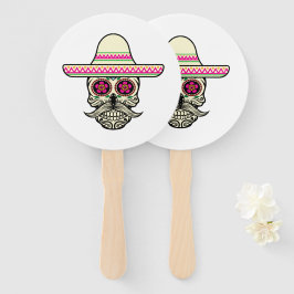 Einfache Dia de Muertos Skull mit Hat | Handfächer