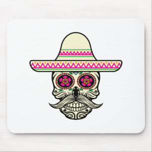 Einfache Dia de Muertos Skull mit Hat   Mousepad