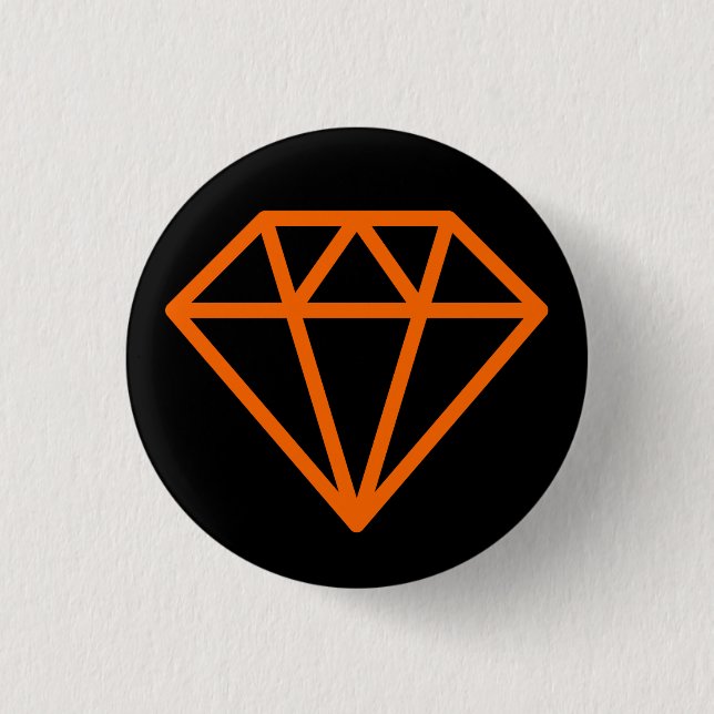 Einfache Diamant - Orange auf schwarz Button (Vorderseite)