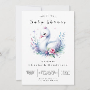Einfache Digital Swan Baby Dusche Einladung