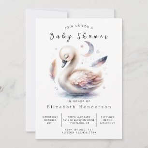 Einfache Digital Swan Baby Dusche Einladung