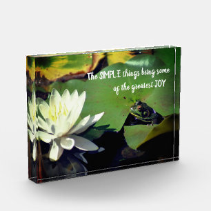 Einfache Dinge Frog inspirierendes Zitat Fotoblock