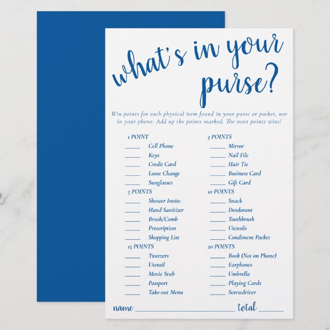 Einfache Dinge in Ihrer Hand | Blue Game Card (Vorne/Hinten)