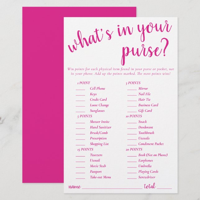 Einfache Dinge in Ihrer Hand | Hot Pink Game Card (Vorne/Hinten)